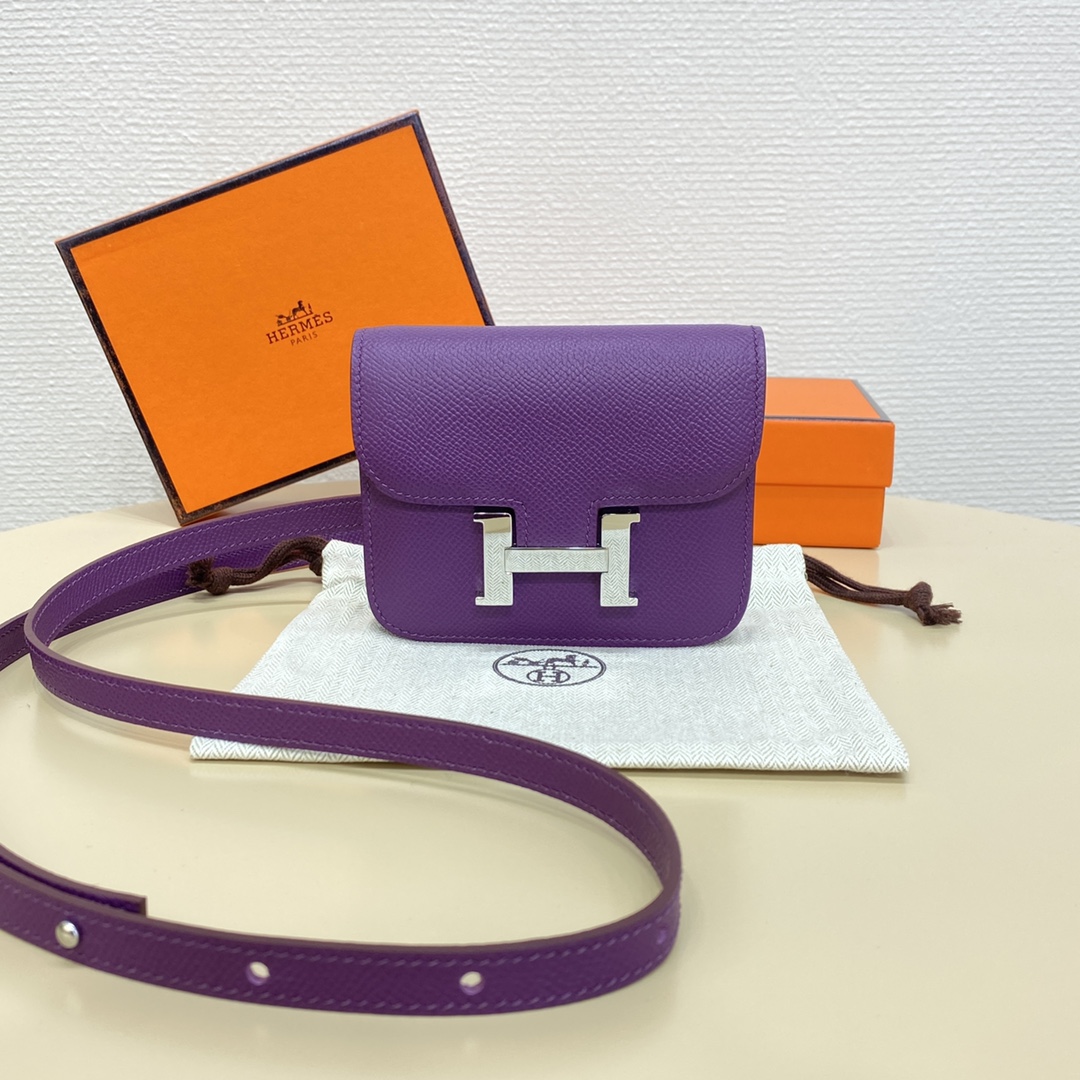 Hermes Constance Slim Wallet Belt Bag In Violet Epsom Leather